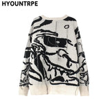 mens sweaters fashion hip hop tassel harajuku sweaters casual long sleeve o neck knitted sweater cotton pullover jumpers sweater urban wear with bold artwork, high quality cotton pullover, oversized graphic print design