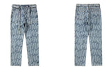 high street feathers embroidery denim pants mens zipper straight jeans trouser with belt hip hop streetwear loose joggers pants unique joggers style 3589