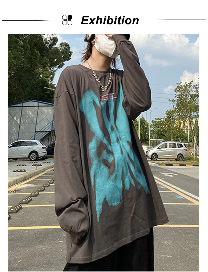 Anime Aesthetic Tee – Rainbowtouches 2021 Drop Shoulder Top High Street Graffiti P – Modern Streetwear for Everyone