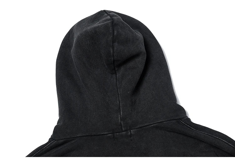 2023 Men Hip Hop Hoodie Sweatshirt Lightning Butterfly Streetwear Hoodie Retro Vintage Washed Black Hooded Pullover Harajuku
