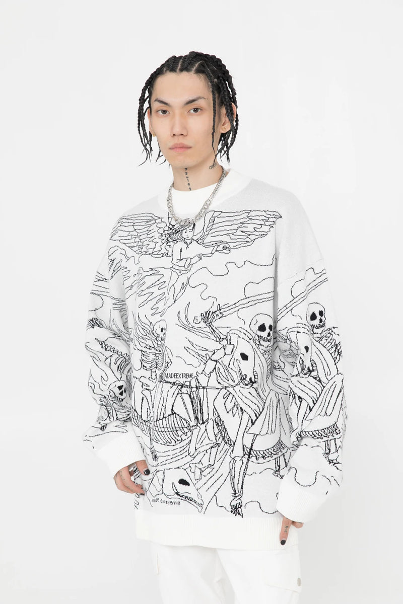 urban flame hoodie with photo-ready knit construction, bold Y2K look for men’s outerwear, men’s streetwear clothing piece for