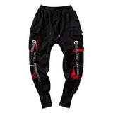 men hip hop black cargo pants joggers sweatpants overalls men ribbons streetwear harem pants women fashions trousers urban active pants