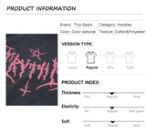 Hip Hop Washed Hoodie Streetwear Sweatshirt Star Print Hooded Pullover