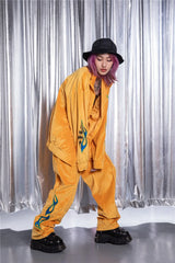 2 pieces set men embroidery velvet zipper jacket and elastic waist loose straight pants sweatsuit hip hop tracksuits sweatsuit unique default style 4312