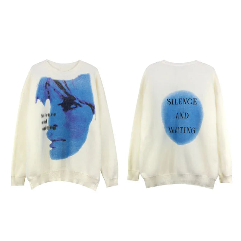 men knitted sweater harajuku printed oversized sweater new casual o neck long sleeve pullover streetwear loose sweaters clothing oversized graphic print design, aesthetic street look hoodie, unique limited edition hoodie