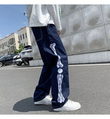skeleton embroidery straight jean pants couples mopping trousers mens streetwear denim pants mens clothing jeans for men baggy unique jeans style 2817