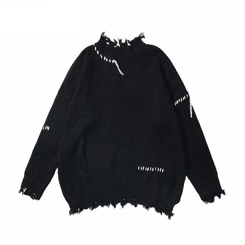 grunge oversized flame jumper built for warmth and edge, essential for winter street style, men’s streetwear clothing piece f