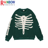 rainbowtouches men high street coat dark skeleton print oversized pullover graffiti halloween hoodie coats long sleeve t shirt - graphic printed hoodie for men and women, unisex casual winter pullover, trendy hip hop fashion hoodie