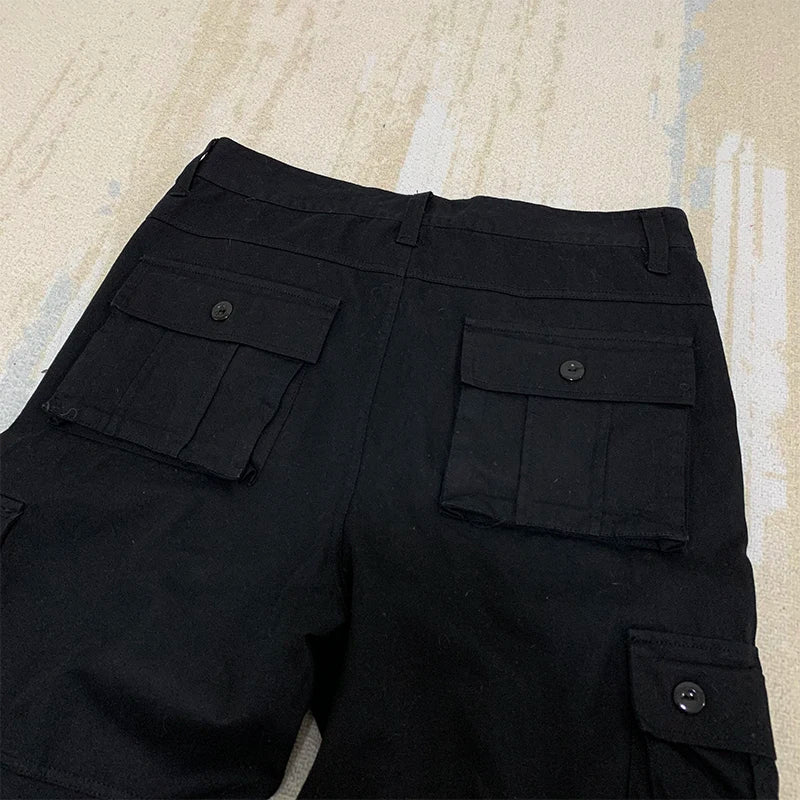mens high street smilely loose cargo pants casual zipper straight jeans hip hop side pockets loose fit streetwear casual joggers unique joggers style 3495
