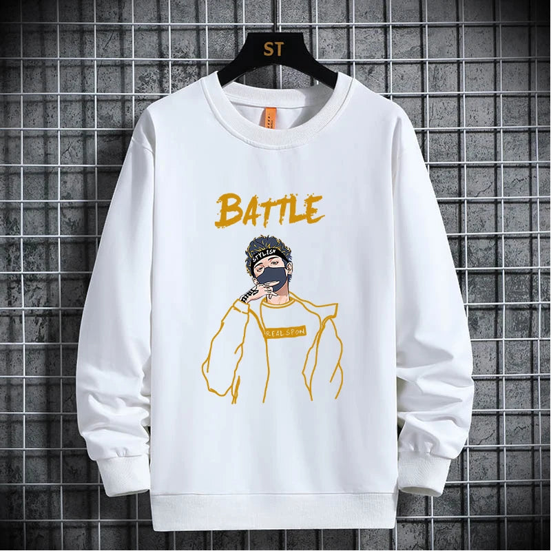 2021 Spring Autumn Mens Sweatshirts Korean Fashion Streetwear Print Ho