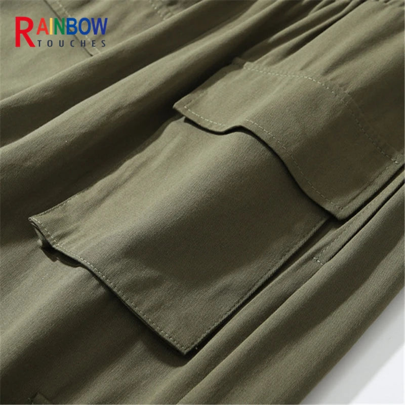 rainbowtouches new fashion classic brand mens cargo pants big pocket design trousers loose straight high street style overalls baggy cargo bottoms