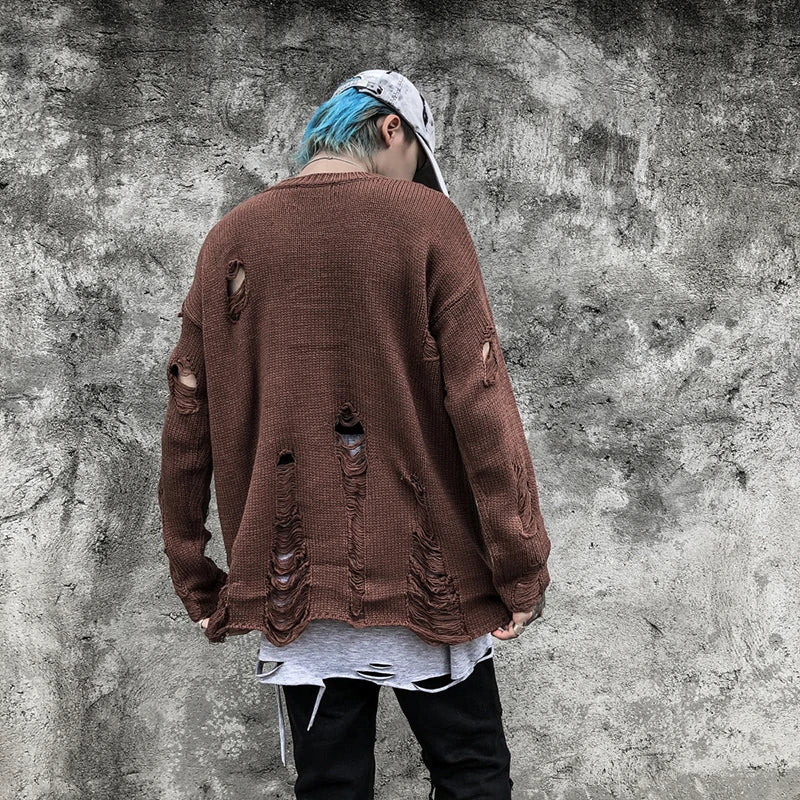 techwear flame knit sweater with structured oversized fit, ideal for cold streetwear layers, men’s streetwear clothing piece 