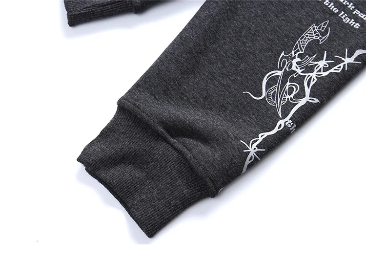 2023 Hip Hop Hoodie Sweatshirt Men Streetwear Skull Graffiti Print Hoodie Pullover Cotton Autumn Grey Harajuku Punk Clothes New