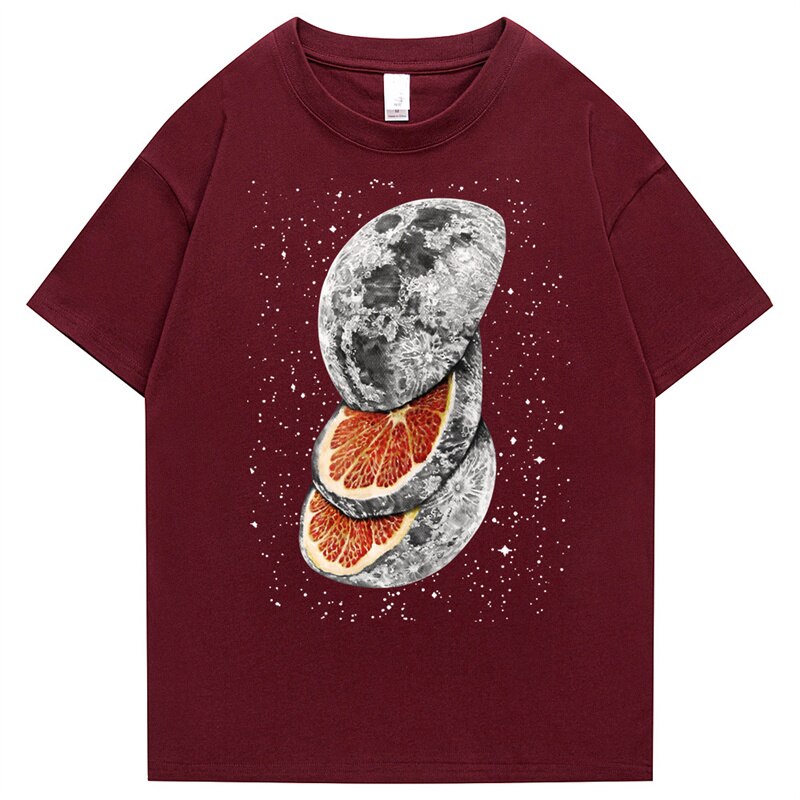 Streetwear t-shirt featuring vaporwave futuristic prints and grunge influence, soft feel and easy drape, designed for expressive alternative looks and comfort.