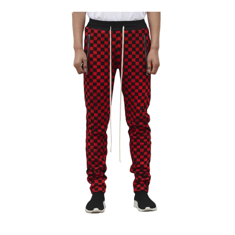 white black plaid joggers pants men hip hop retro checkered casual pants women streetwear fashionable ankle zip sweat pants male unique joggers style 1532