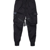 ribbons harem joggers men cargo pants streetwear 2023 hip hop casual pockets track pants male harajuku fashion trousers streetwear sweatpants