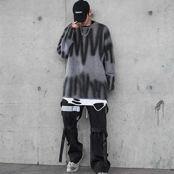 mens oversize sweater casual o neck knitted tops unisex autumn winter new fashion male warm hip hop loose streetwear sweaters Y2K vintage urban hoodie, trendy hip hop style outerwear, streetwear fashion hoodie