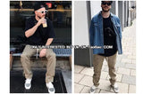 black khaki retro pants baggy high street mens joggers vintage straight trousers loose casual back pockets sweatpants for men unique joggers style 2848