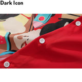 Dark Icon Patchwork Oversized Men's Shirt 2020 Summer Turn-down Collar Loose Shirts Men