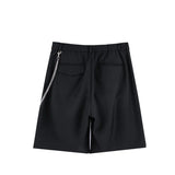 mens shorts summer casual black zipper elastic waist straight short pants with chain new hip hop streetwear loose shorts joggers unique joggers style 2352