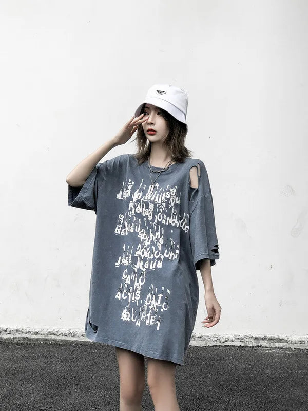 Trapwear Shirt – Rainbowtouches Summer New Unisex High Street Loose Washed To – Urban Streetwear for Men & Women