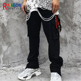rainbowtouches new fashion classic brand mens cargo pants big pocket design trousers loose straight high street style overalls military streetwear pants