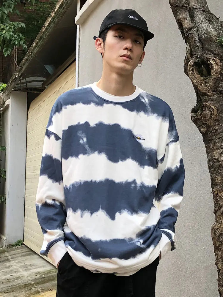 Gonthwid Harajuku Tie Dye Striped Pullover Sweatshirts Hoodies 2023 Me