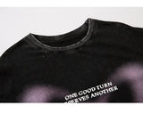 Sadcore Oversized shirt – Aolamegs Butterfly Inkjet Letter Print Washed T Shirt Men Sh