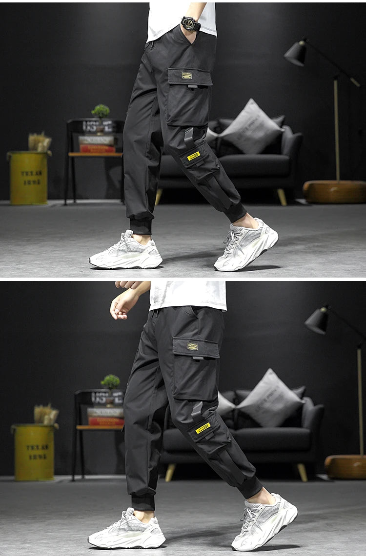 streetwear hip hop black harem pants men elastic waist punk pants with ribbons casual slim jogger pants men hip hop trousers unique joggers style 2528