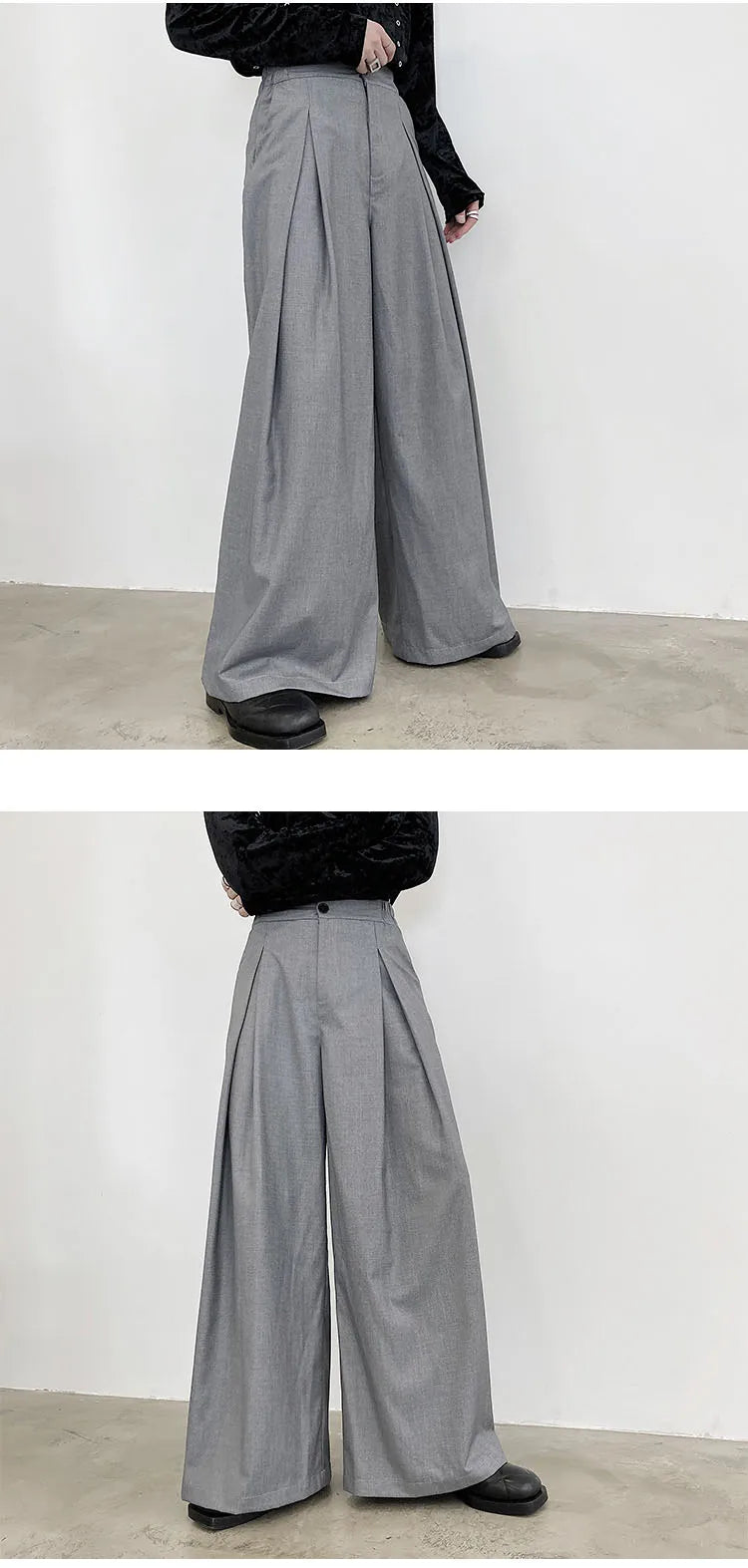 pants men high waist casual wide leg suit pant male vintage fashion japan korea streetwear loose long trousers unique default style 967