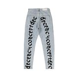 men back letter embroidery denim jean pants fashion slim zipper biker jeans trouser new casual hip hop streetwear pants joggers unique joggers style 1306