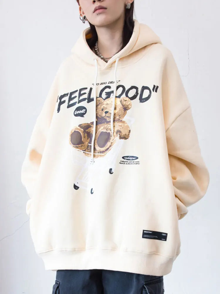 Gonthwid Men Hip Hop Hoodie Sweatshirt Streetwear Funny Bear Print Hoo