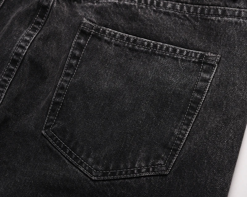 high street washed color match frayed micro flared jeans mens straight spliced retro loose casual denim pants hip hop trousers unique jeans style 39