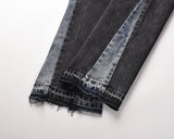 high street washed color match frayed micro flared jeans mens straight spliced retro loose casual denim pants hip hop trousers unique jeans style 31