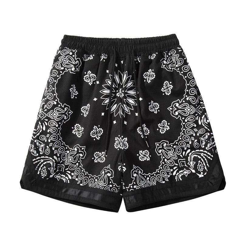 Hip Hop Loose Shorts Fashion Harajuku Printed Shorts Mens Summer Casual Elastic Waist Drewstring Streetwear Sportswear Joggers