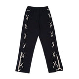 hip hop loose fit elastic waist pants fashion side reflective cross lines pants mens casual streetwear sportwear pants joggers sporty tapered joggers