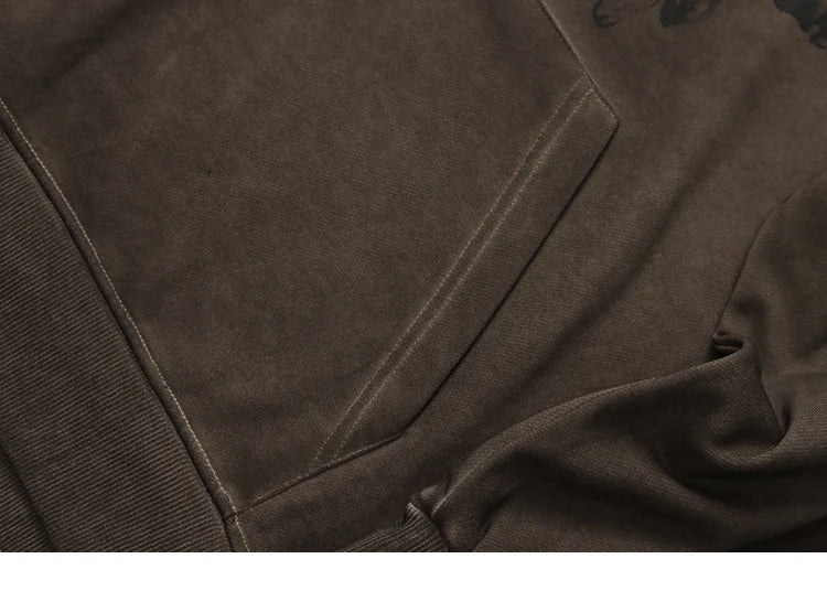 Hip Hop Streetwear Hoodie Sweatshirt Men Dark Style Angel Print Pullov