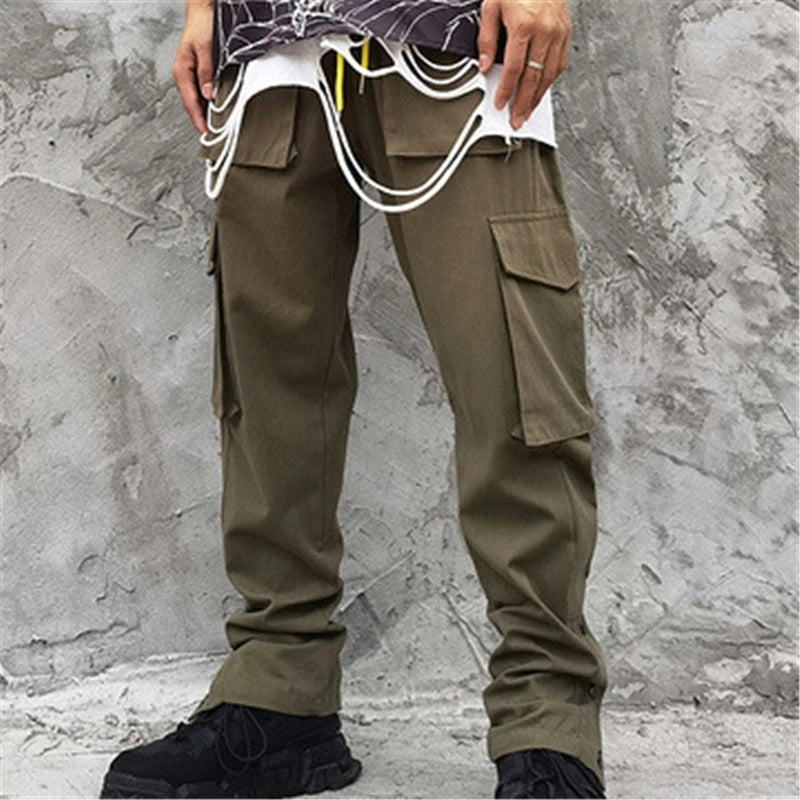 rainbowtouches new fashion classic brand mens cargo pants big pocket design trousers loose straight high street style overalls unique cargo style 3059