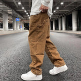 harajuku ankle zipper logging pants overalls mens straight streetwear oversized retro baggy cargo pants loose casual trousers unique cargo style 5078