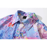 Dark Icon Colorful Printed Men's Shirts Short Sleeved Chest Pocket Hawaiian Shirts With Turn-down Collar Shirt For Holidays