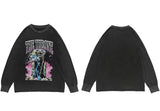 Hip Hop 2023 Men Streetwear Sweatshirt Skull Lightning Print Pullover Ripped Hole Sweatshirt Harajuku Cotton Loose Sweat Shirt