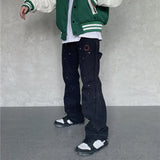 2023 streetwear graffiti cargo flared jeans khaki black splash ink wide leg denim pant hip hop cargo trousers jean men unique cargo style 5152