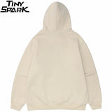 Men Hip Hop Streetwear Hoodie Sweatshirt Funny Bear Japanese Kanji Pul