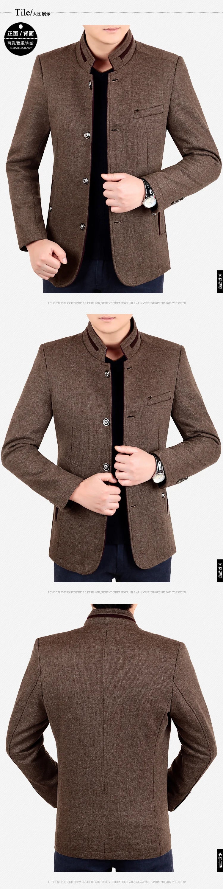 Autumn Winter Wool Coat Men Leisure Long Woolen Coats Men&#39;s Pure Color Business Casual Fashion Jackets Men Wool Overcoat Outwear