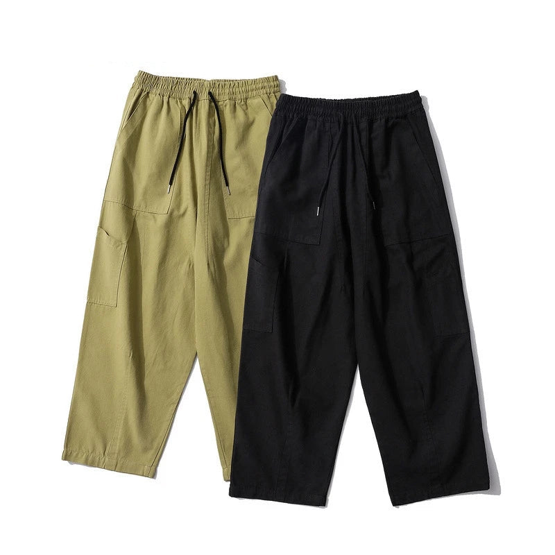 rainbowtouches new fashion brand mens pant solid color jogging high street loose straight leg tooling casual overalls trousers urban fashion pants