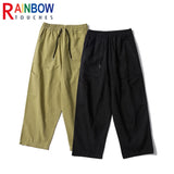rainbowtouches new fashion brand mens pant solid color jogging high street loose straight leg tooling casual overalls trousers urban fashion pants