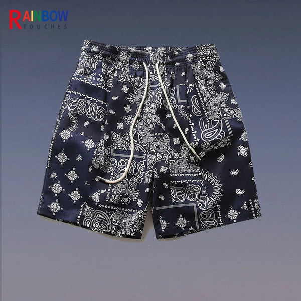 Rainbowtouches Fashion Brand Summer Men Loose Retro Printing Straight Leg Hip Hop Casual Comfortable Sport Tidal Current Shorts