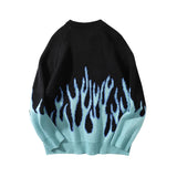 hip hop mens streetwear harajuku knitted sweater fire flame autumn winter new o neck sweater pullover loose retro vintage cotton urban wear with bold artwork, unique limited edition hoodie, aesthetic street look hoodie