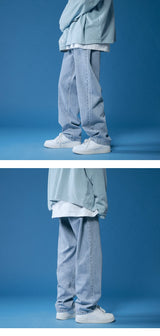straight jeans men wide jeans white loose denim trousers neutral jean streetwear casual pure man women pants hip hop bagy jeans unique jeans style 2839