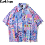 Dark Icon Colorful Printed Men's Shirts Short Sleeved Chest Pocket Hawaiian Shirts With Turn-down Collar Shirt For Holidays